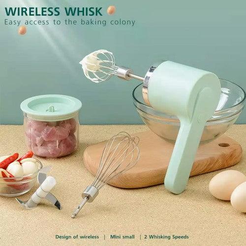 NTEXCA 2 in 1 Electric Wireless Food Processor Mixer, Garlic Chopper Masher Egg Whisk Beater (White) - Toytexx NTEXCA 2 in 1 Electric Wireless Food Processor Mixer, Garlic Chopper Masher Egg Whisk Beater (White) - Toytexx